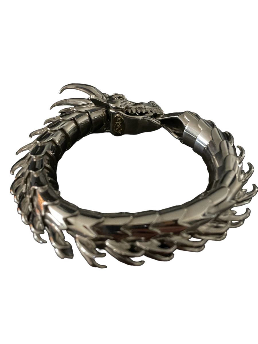 Mens silver sales dragon bracelet