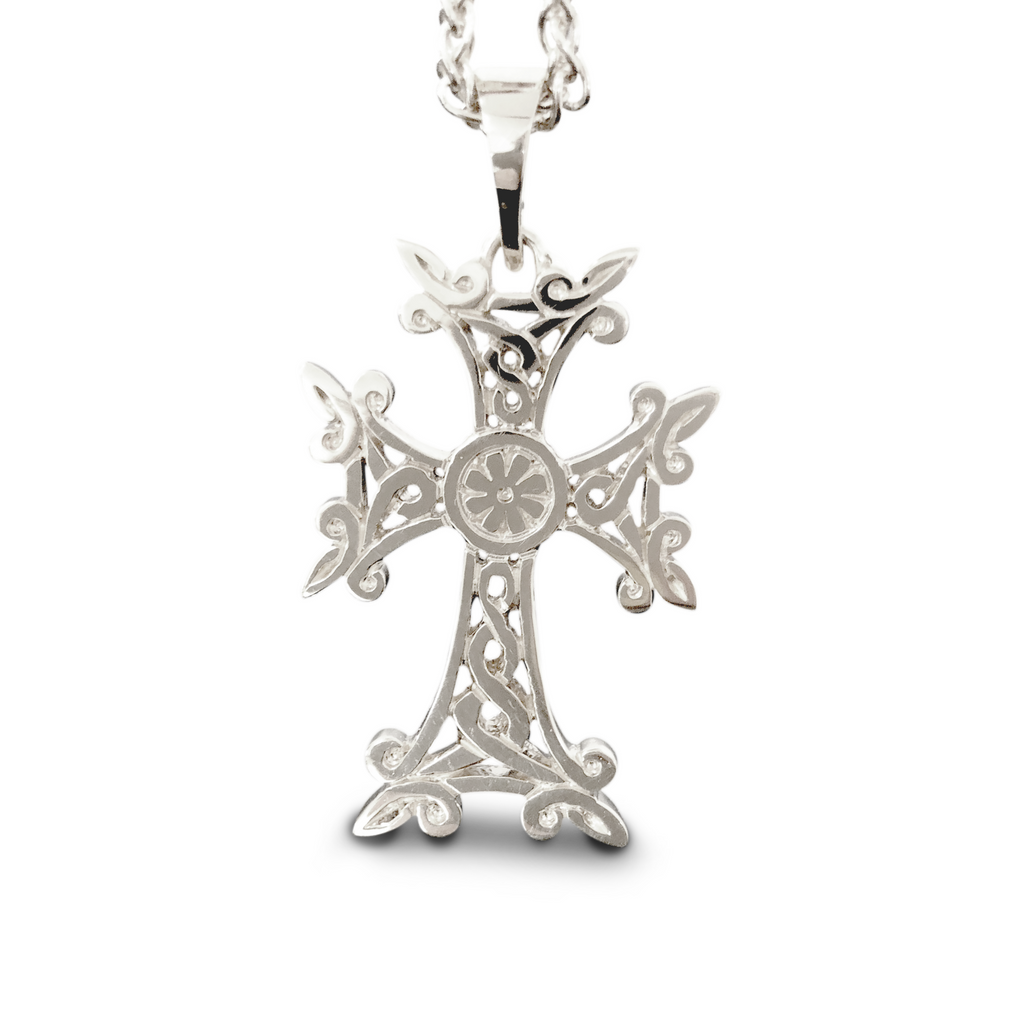 Armenian Cross Pendant - Solid 14K White, Yellow, or Rose Gold Old World Cross