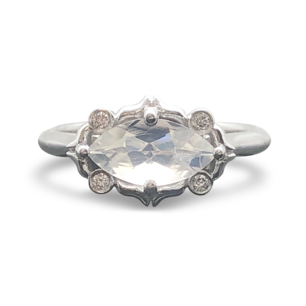 Marquise Moonstone Ring - 14K East West