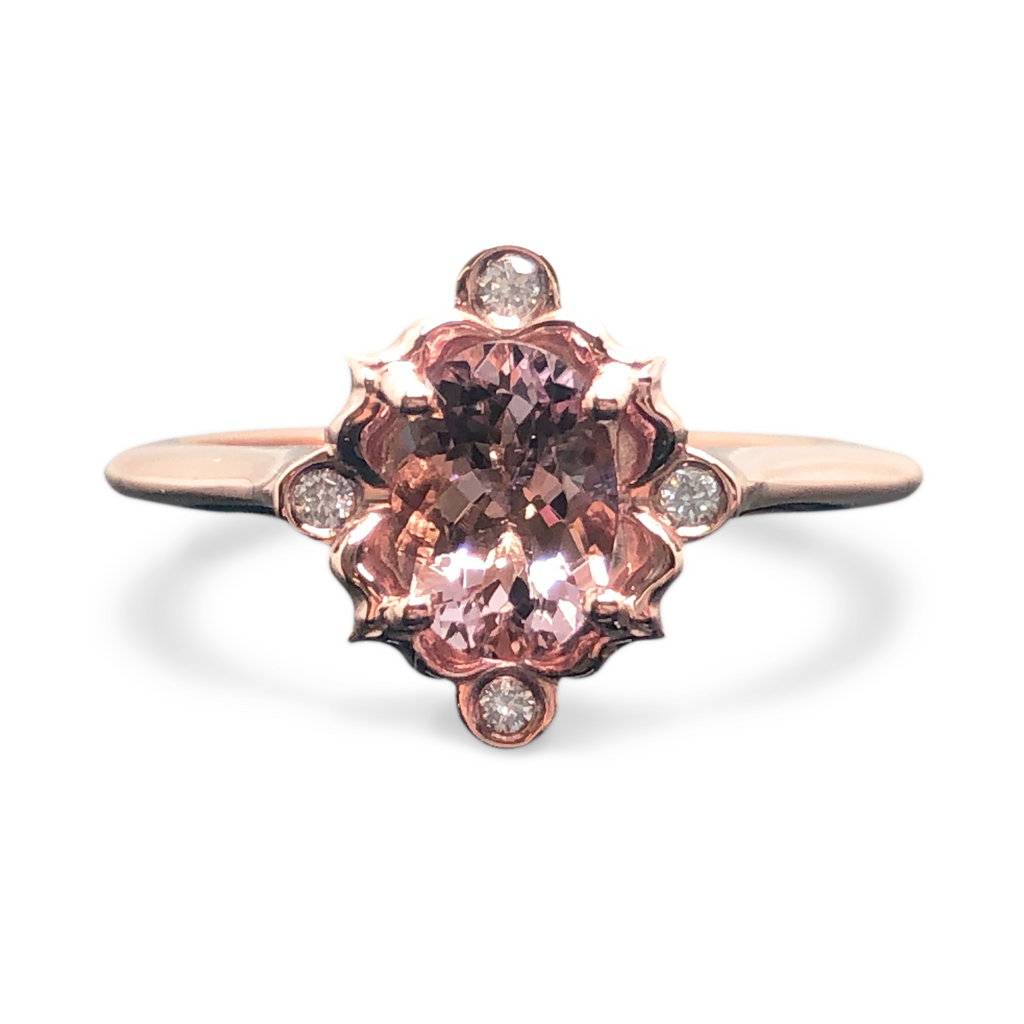 Morganite and Diamond Engagement Ring - 14K