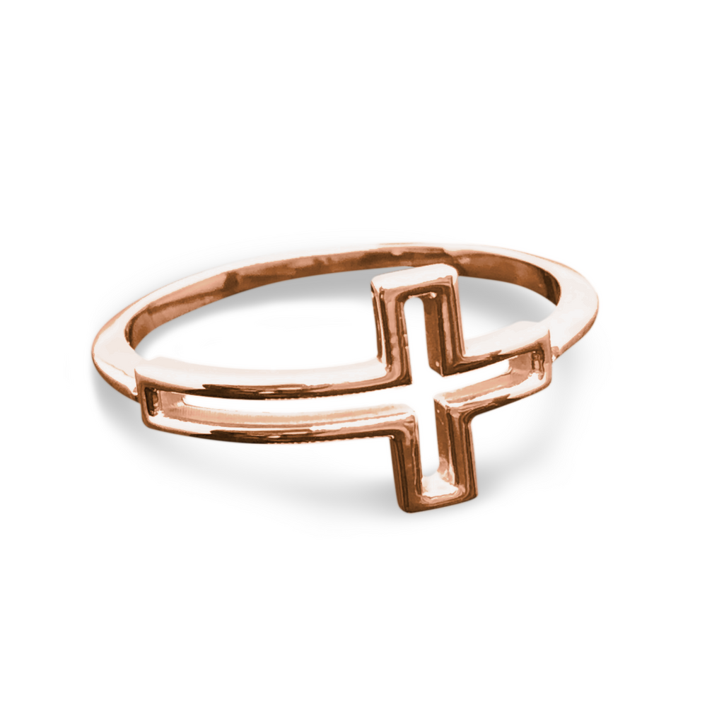 Sideways Cross Ring - 14K