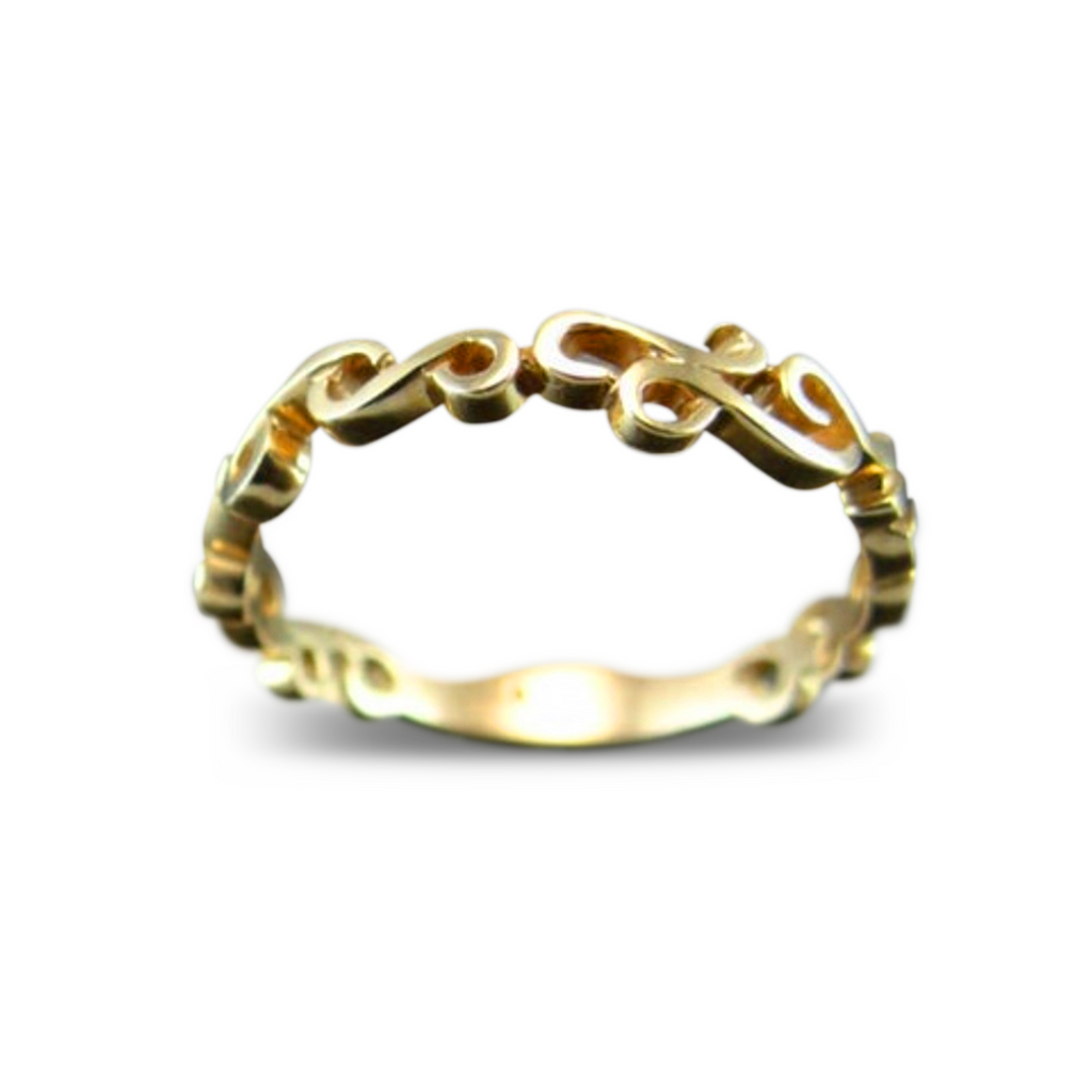 Free Form Scroll Detail Wedding Band - 14K