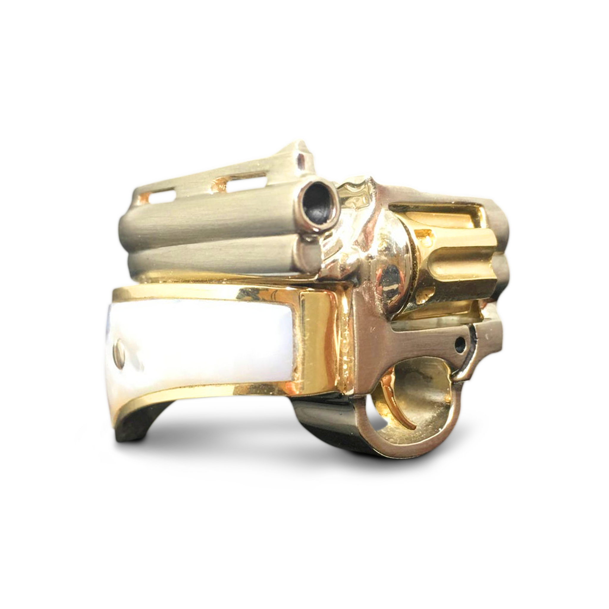 Machine Gun Ring Gun Ring - Men's Two Tone Revolver Ring - 14K – Outshine Design
