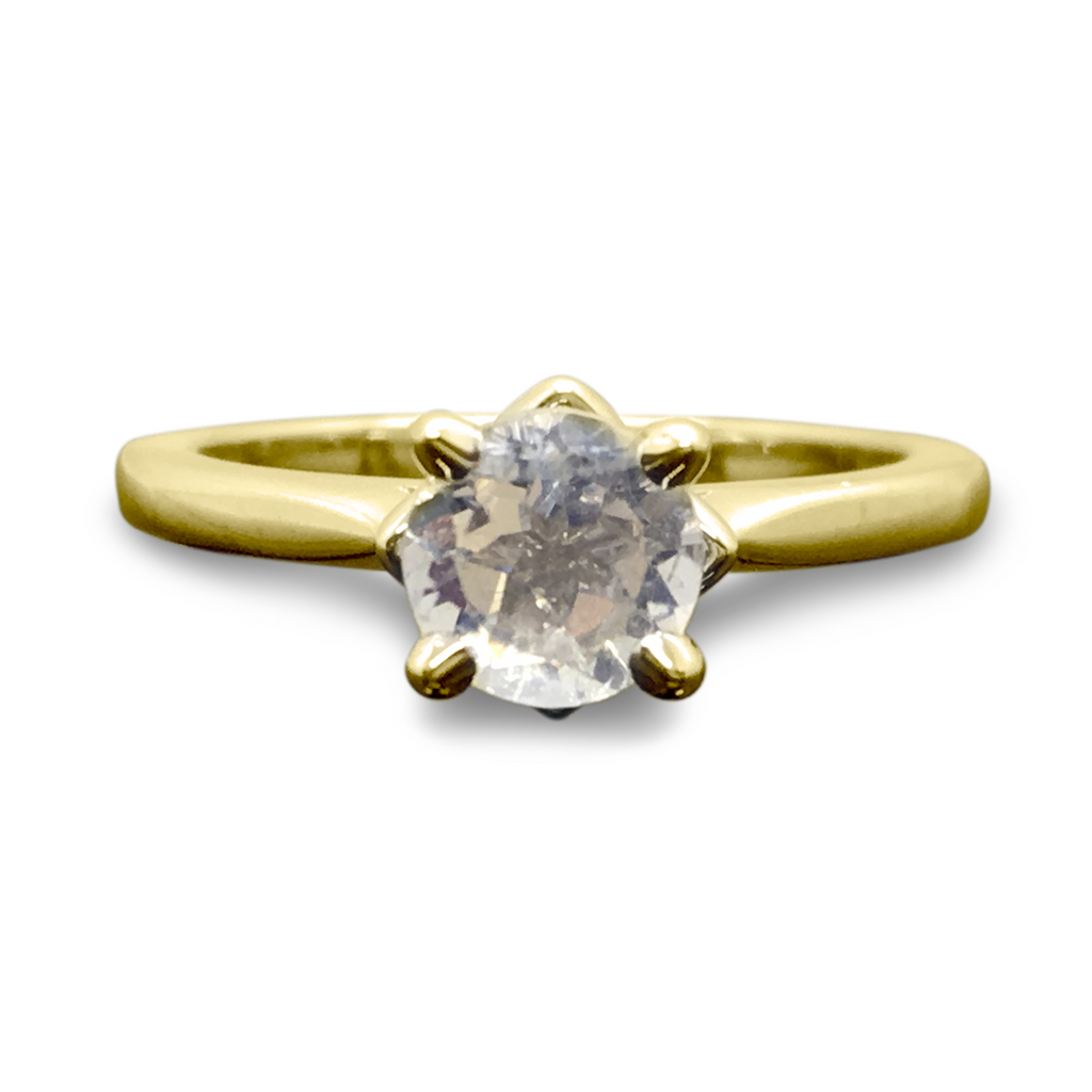 Moonstone Solitaire Ring - 14K Round Cut 4 Prong