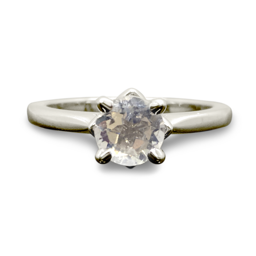 Moonstone Solitaire Ring - 14K Round Cut 4 Prong