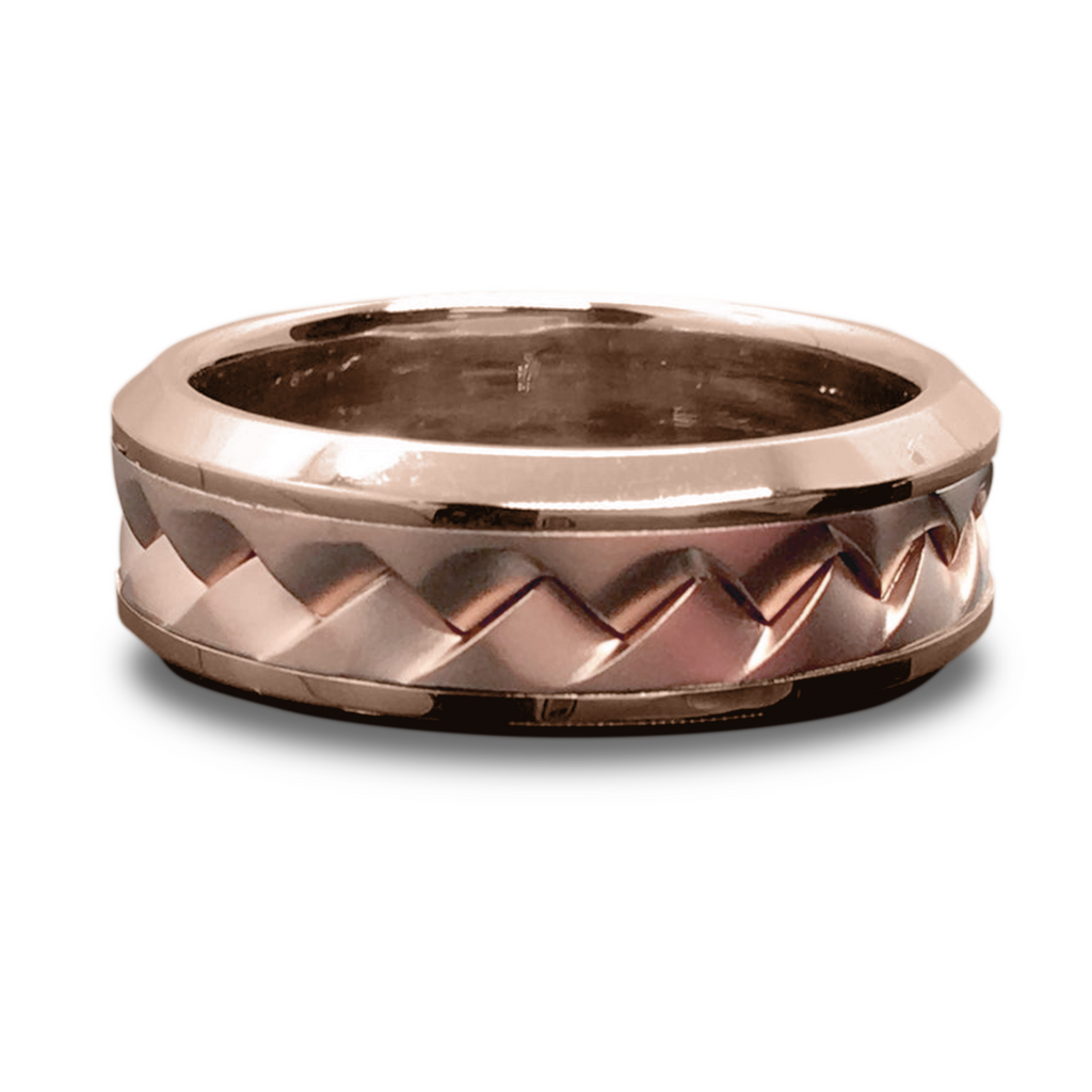 Rose Gold Interlaced Woven Band - 14K 9mm