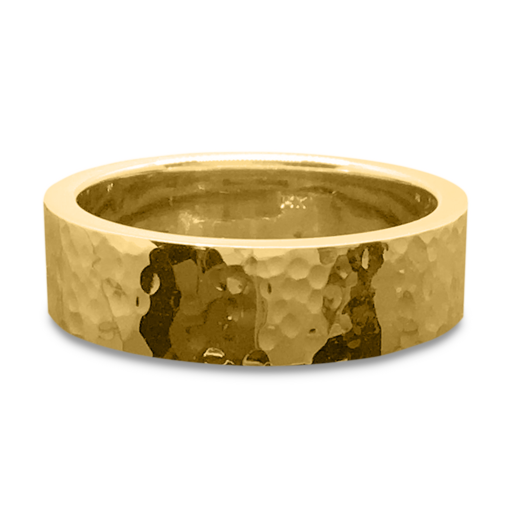Hammered Men's Wedding Band - 14K 7mm