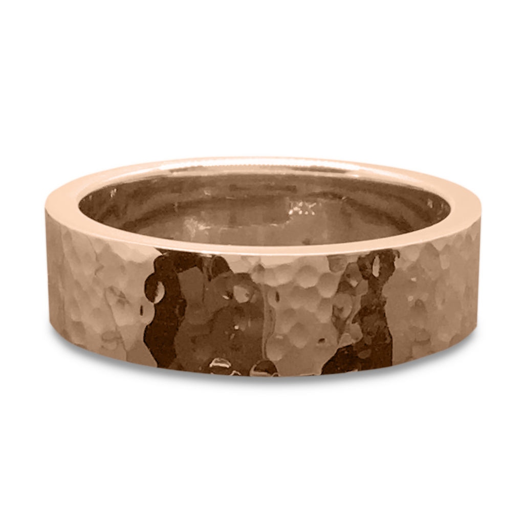 Hammered Men's Wedding Band - 14K 7mm