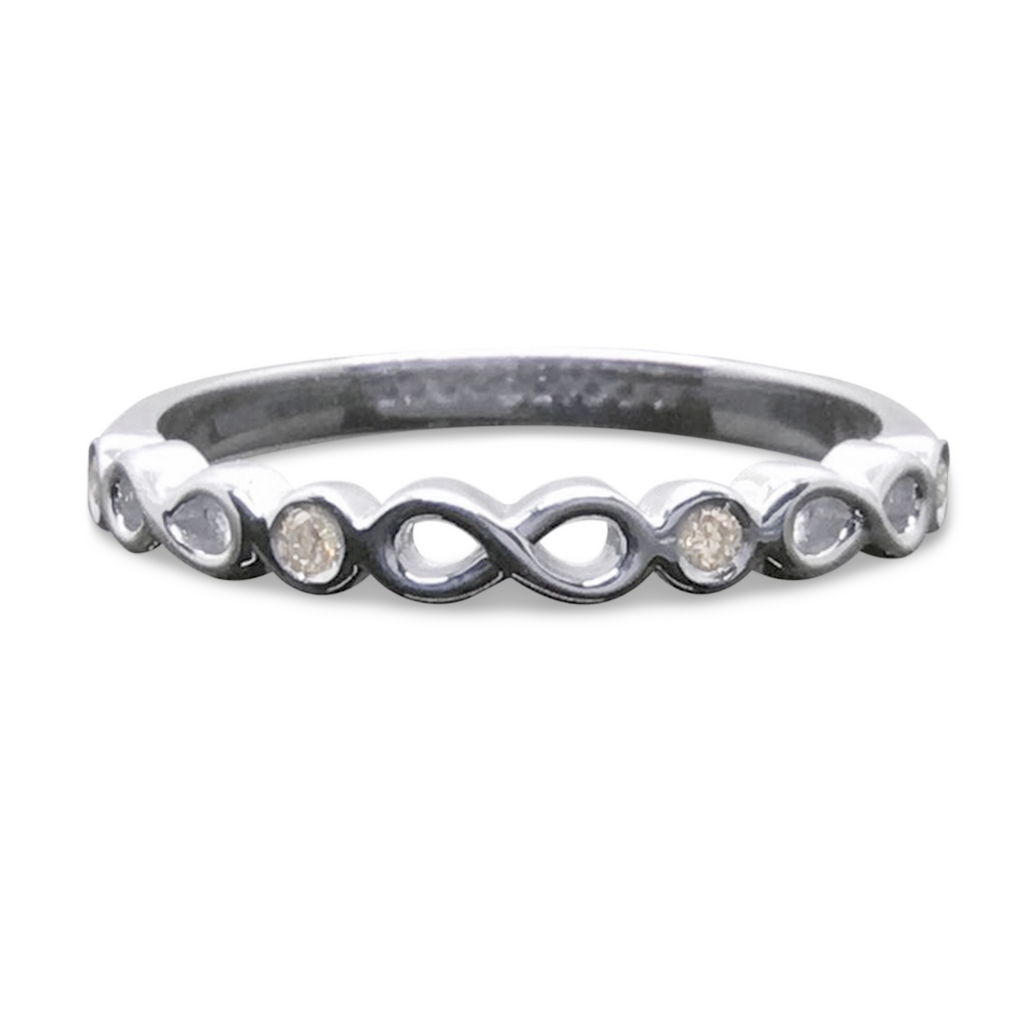 Diamond Infinity Loop Wedding Ring - 14K Stackable