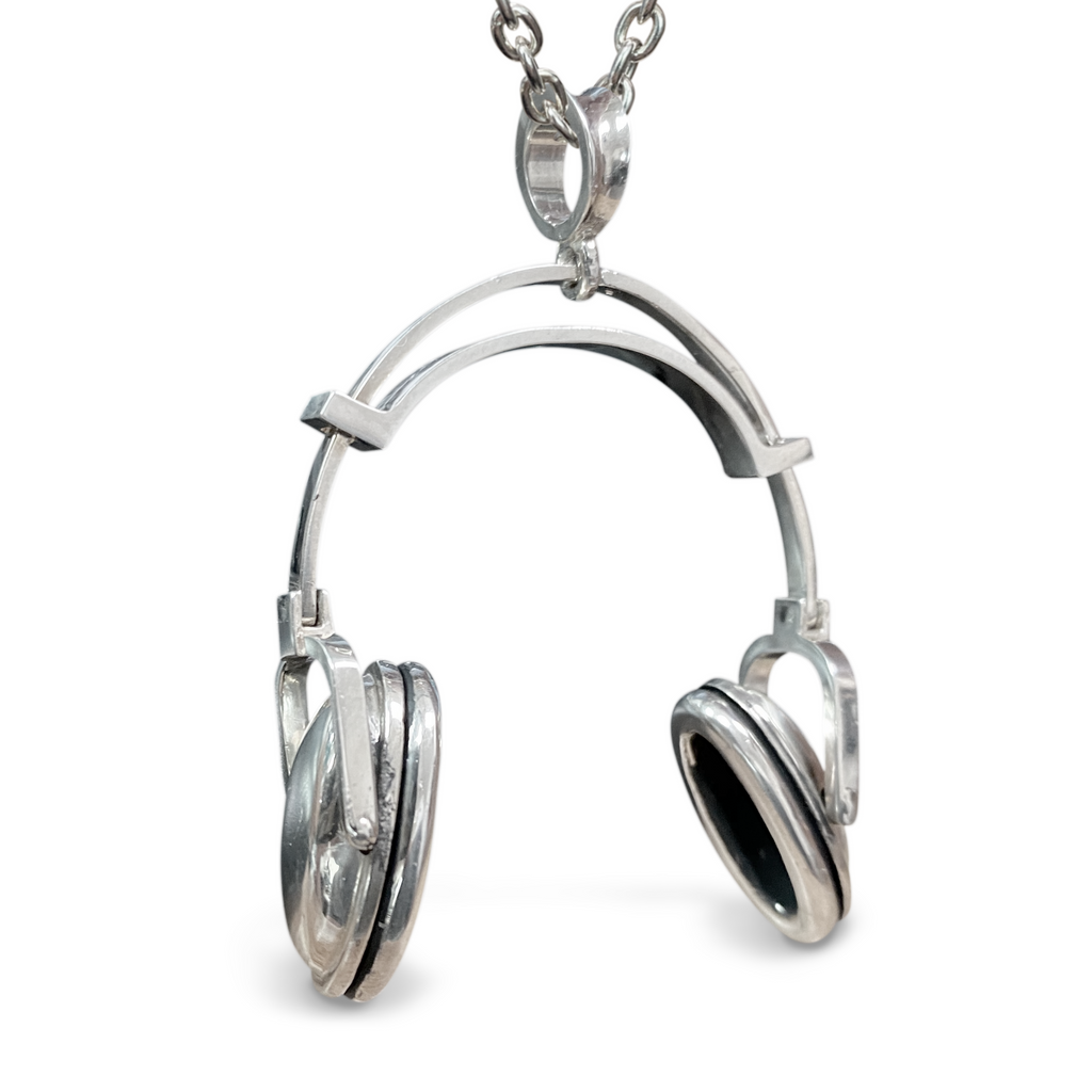 DJ Headphones Pendant - Sterling Silver